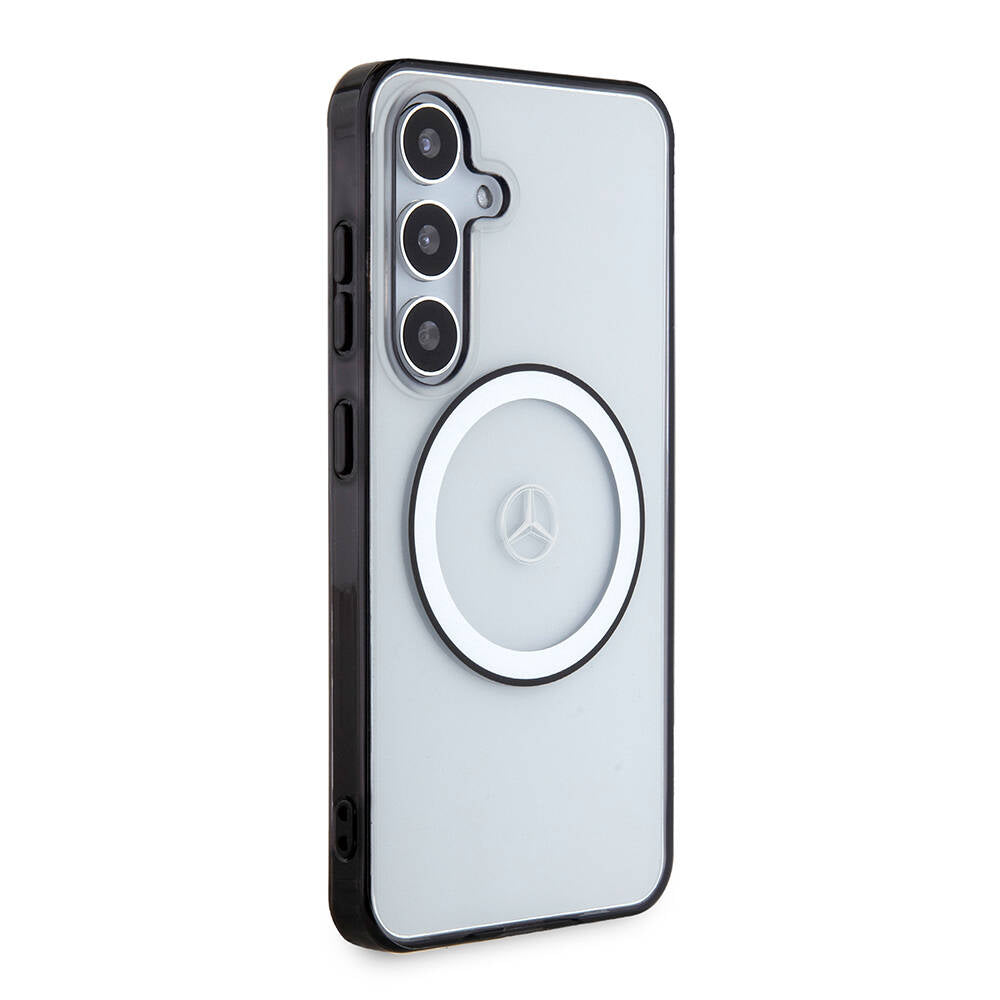 Galaxy S24 Kılıf Mercedes Benz orijinal Lisanslı M-safe Şarj Özellikli PC TPU Transparan Black Ring Kılıf