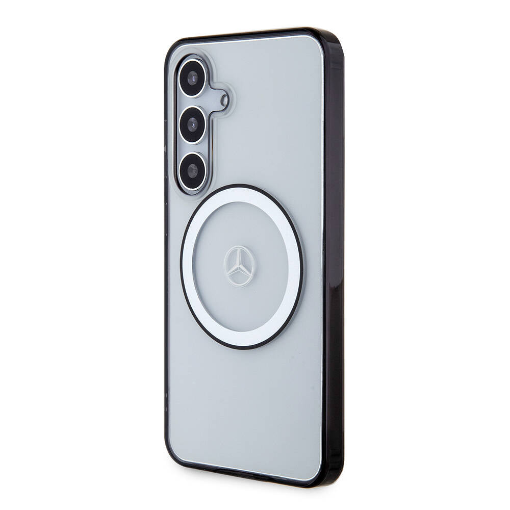 Galaxy S24 Kılıf Mercedes Benz OrijinalLisanslı M-safe Şarj Özellikli PC TPU Transparan Black Ring Kılıf