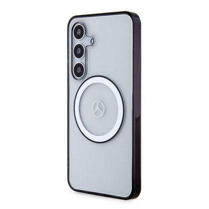 Galaxy S24 Kılıf Mercedes Benz OrijinalLisanslı M-safe Şarj Özellikli PC TPU Transparan Black Ring Kılıf
