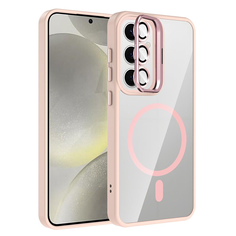 Galaxy S24 Kılıf Standlı ve Kamera Lens Hediyeli M-Safe Şarj Özellikli Zore Etro Kılıf