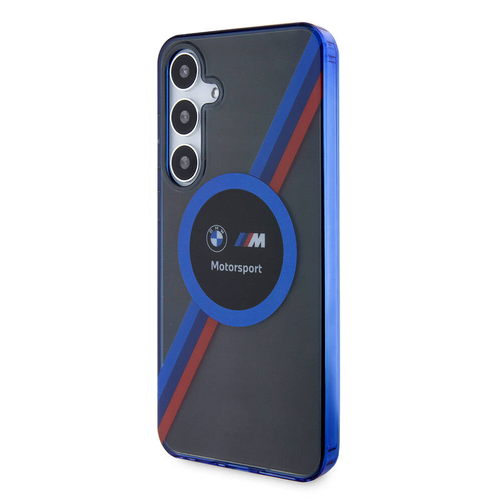 Galaxy S24 Plus Kılıf BMW Orijinal Lisanslı M Logolu Üç Renk Çizgili Motorsport Circle Kılıf