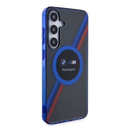 Galaxy S24 Plus Kılıf BMW Orijinal Lisanslı M Logolu Üç Renk Çizgili Motorsport Circle Kılıf