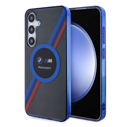 Galaxy S24 Plus Kılıf BMW Orijinal Lisanslı M Logolu Üç Renk Çizgili Motorsport Circle Kılıf