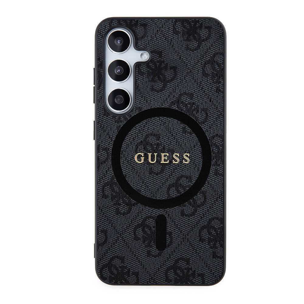 Galaxy S24 Plus Kılıf Guess Orijinal Lisanslı M-safe Şarj Özellikli PU Halkalı 4G Desenli Yazı Logolu Kılıf