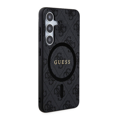 Galaxy S24 Plus Kılıf Guess Orijinal Lisanslı M-safe Şarj Özellikli PU Halkalı 4G Desenli Yazı Logolu Kılıf