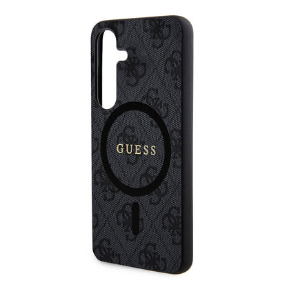 Galaxy S24 Plus Kılıf Guess Orijinal Lisanslı M-safe Şarj Özellikli PU Halkalı 4G Desenli Yazı Logolu Kılıf