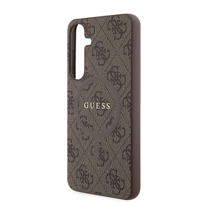 Galaxy S24 Plus Kılıf Guess Orijinal Lisanslı M-safe Şarj Özellikli PU Halkalı 4G Desenli Yazı Logolu Kılıf