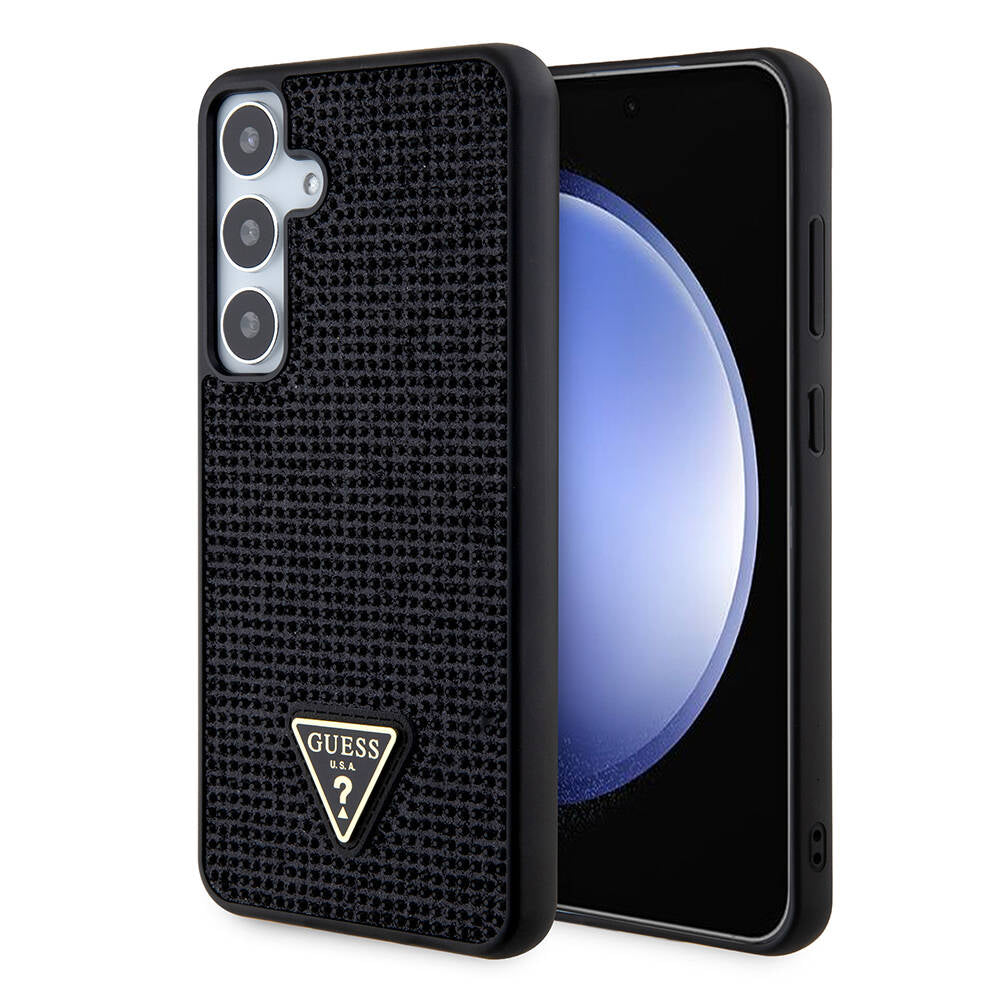 Galaxy S24 Plus Kılıf Guess Orijinal Lisanslı Taşlı Arka Yüzey Üçgen Logolu Kılıf