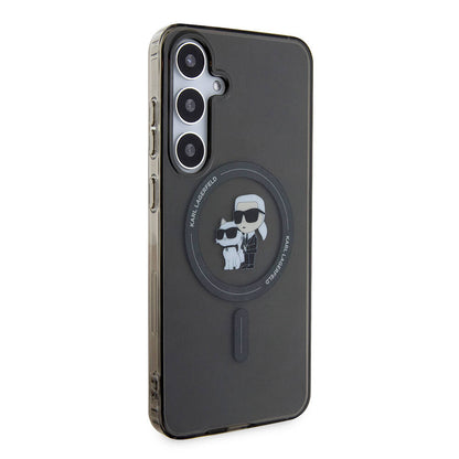 Galaxy S24 Plus Kılıf Karl Lagerfeld Orijinal Lisanslı M-safe Şarj Özellikli Karl & Choupette IML Baskılı Kılıf