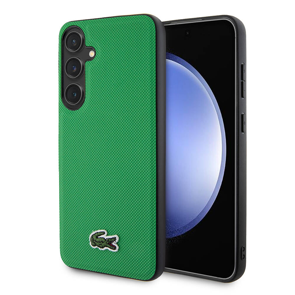 Galaxy S24 Plus Kılıf Lacoste orijinal Lisanslı PU Pike Desenli Arka Yüzey İkonik Timsah Dokuma Logolu Kılıf