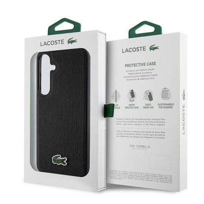 Galaxy S24 Plus Kılıf Lacoste orijinal Lisanslı PU Pike Desenli Arka Yüzey İkonik Timsah Dokuma Logolu Kılıf