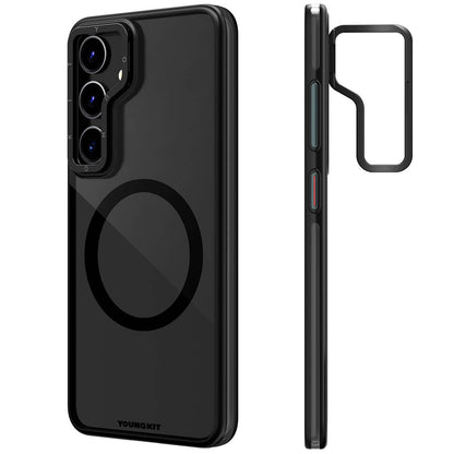 Galaxy S24 Plus Kılıf M-safe Şarj Özellikli Sararma Önleyici Youngkit Crystal Grid Kılıf