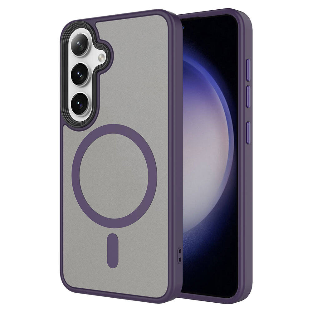 Galaxy S24 Plus Kılıf Sert PC Arka Yüzey Wireless Şarj Özellikli Zore Flet M-safe Kılıf