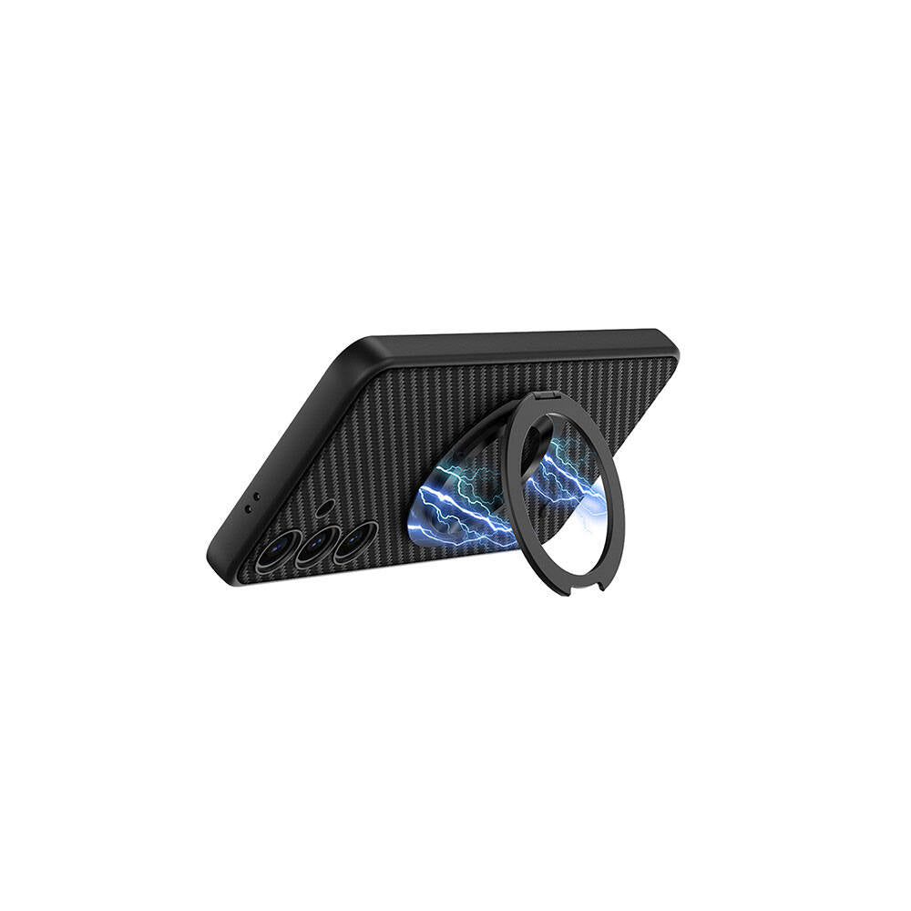 Galaxy S24 Plus Wireless Şarj Özellikli Zore Kıpta Standlı M-safe Silikon Kılıf