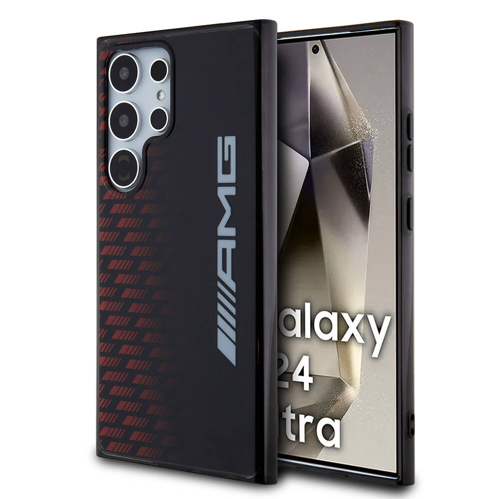 Galaxy S24 Ultra Kılıf AMG orijinal Lisanslı Çift Katmanlı Büyük Logolu Dörtgen Şerit Desenli Kılıf