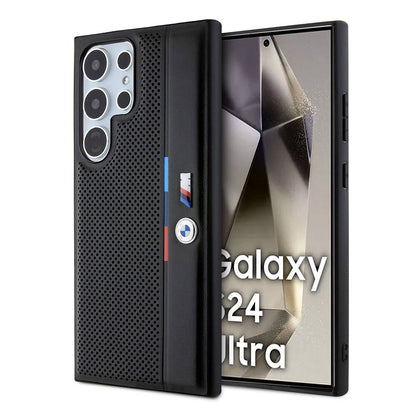 Galaxy S24 Ultra Kılıf BMW Orijinal Lisanslı M Logolu Üç Renk Çizgili Delikli Detail Line Kılıf
