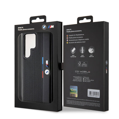 Galaxy S24 Ultra Kılıf BMW Orijinal Lisanslı M Logolu Üç Renk Çizgili Delikli Detail Line Kılıf