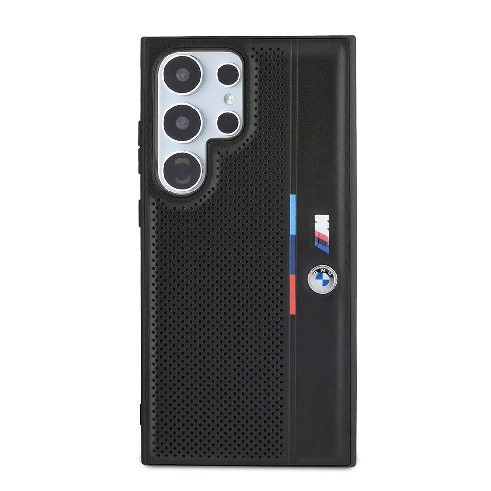 Galaxy S24 Ultra Kılıf BMW Orijinal Lisanslı M Logolu Üç Renk Çizgili Delikli Detail Line Kılıf