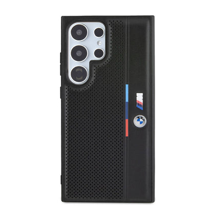 Galaxy S24 Ultra Kılıf BMW Orijinal Lisanslı M Logolu Üç Renk Çizgili Delikli Detail Line Kılıf
