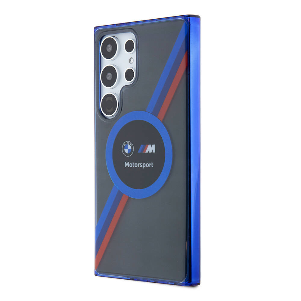Galaxy S24 Ultra Kılıf BMW Orijinal Lisanslı M Logolu Üç Renk Çizgili Motorsport Circle Kılıf