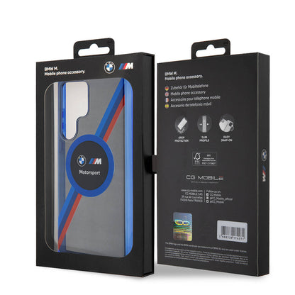 Galaxy S24 Ultra Kılıf BMW Orijinal Lisanslı M Logolu Üç Renk Çizgili Motorsport Circle Kılıf