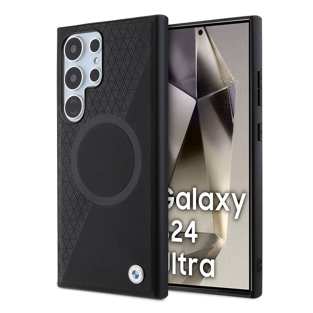 Galaxy S24 Ultra Kılıf BMW Orijinal Lisanslı M-safe Şarj Özellikli Yarım Dokulu Circle Leather Kılıf