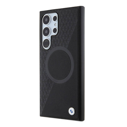 Galaxy S24 Ultra Kılıf BMW Orijinal Lisanslı M-safe Şarj Özellikli Yarım Dokulu Circle Leather Kılıf