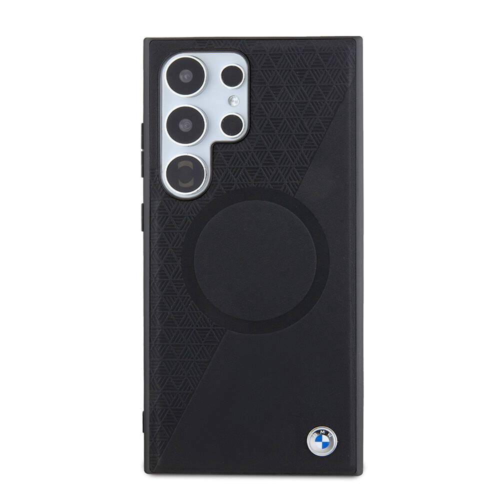 Galaxy S24 Ultra Kılıf BMW Orijinal Lisanslı M-safe Şarj Özellikli Yarım Dokulu Circle Leather Kılıf