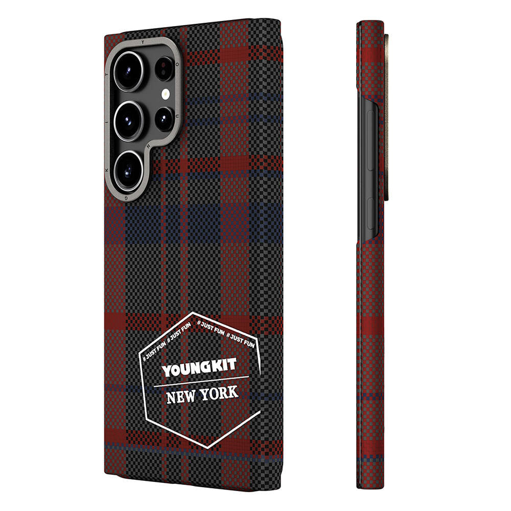 Galaxy S24 Ultra Kılıf Ekose Desenli Youngkit Gezhi Serisi Kılıf