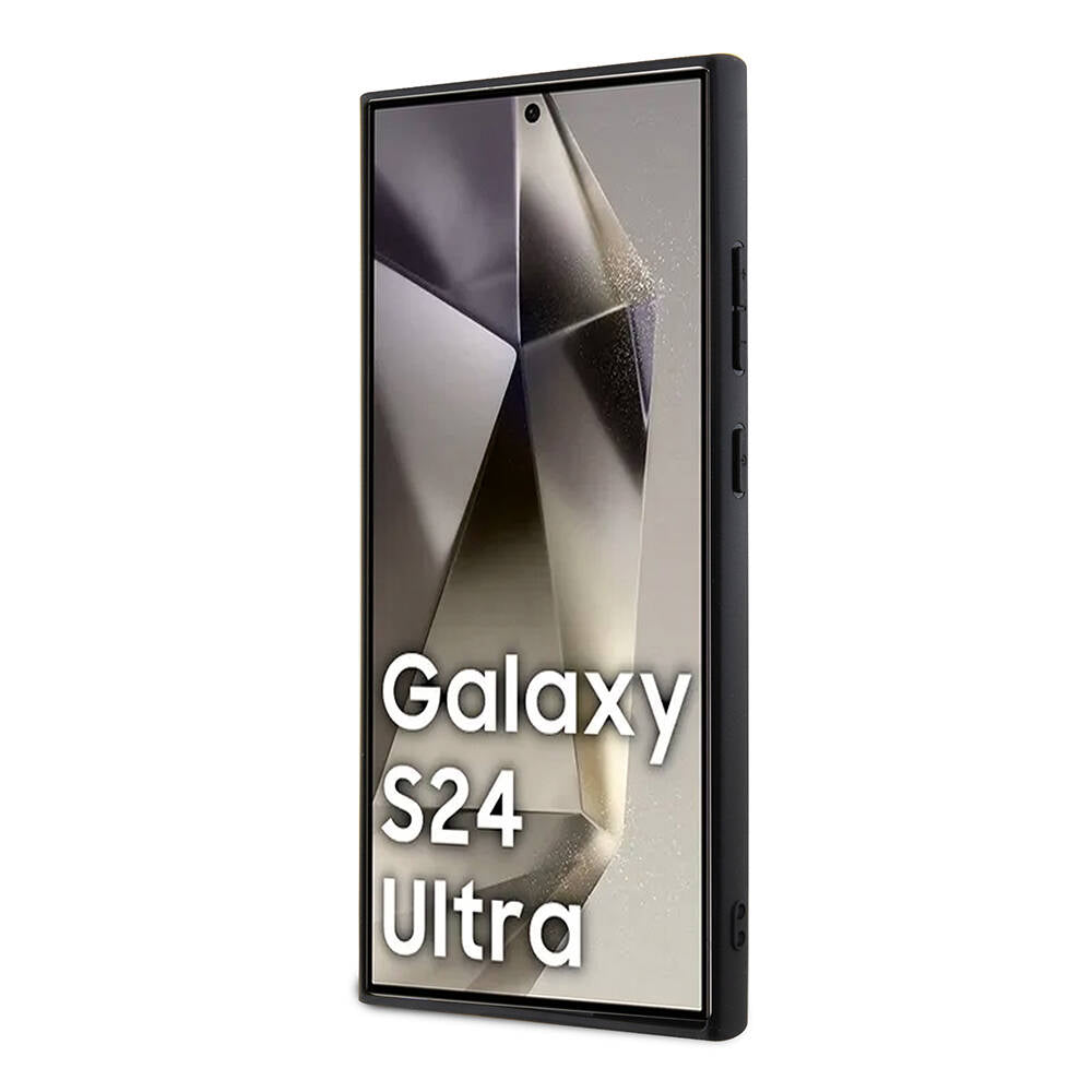 Galaxy S24 Ultra Kılıf Ferrari orijinal Lisanslı M-safe Şarj Özellikli Sıcak Baskı V Çizgili Deri Kılıf