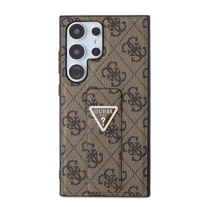 Galaxy S24 Ultra Kılıf Guess Orijinal Lisanslı 4G Desenli Üçgen Logolu Standlı Deri Kılıf