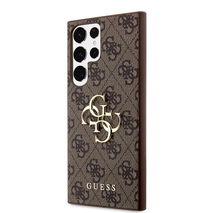 Galaxy S24 Ultra Kılıf Guess Orijinal Lisanslı PU Deri Yazı ve 4G Metal Logolu Desenli Kılıf
