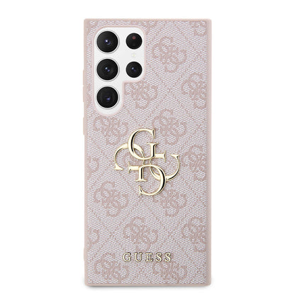 Galaxy S24 Ultra Kılıf Guess Orijinal Lisanslı PU Deri Yazı ve 4G Metal Logolu Desenli Kılıf