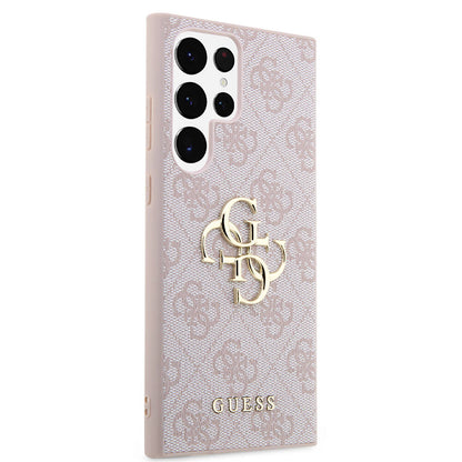Galaxy S24 Ultra Kılıf Guess Orijinal Lisanslı PU Deri Yazı ve 4G Metal Logolu Desenli Kılıf