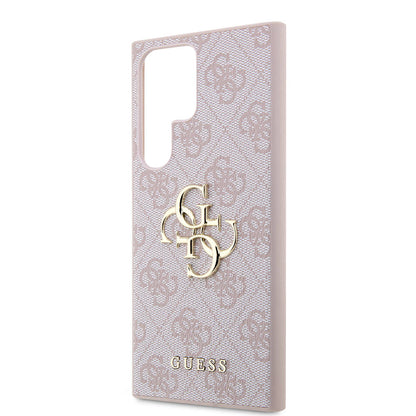 Galaxy S24 Ultra Kılıf Guess Orijinal Lisanslı PU Deri Yazı ve 4G Metal Logolu Desenli Kılıf