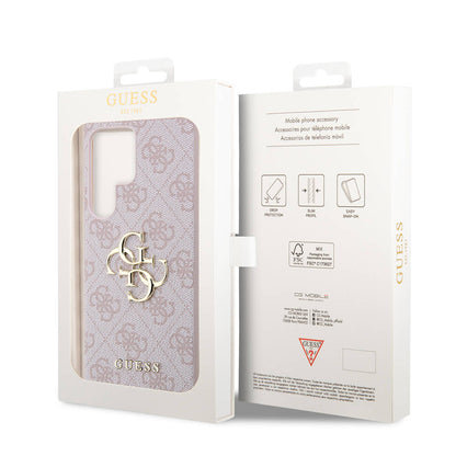 Galaxy S24 Ultra Kılıf Guess Orijinal Lisanslı PU Deri Yazı ve 4G Metal Logolu Desenli Kılıf