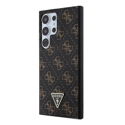 Galaxy S24 Ultra Kılıf Guess Orijinal Lisanslı PU Üçgen Logo 4G Desenli Kılıf