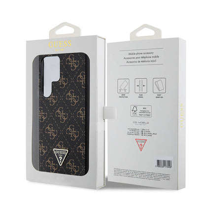 Galaxy S24 Ultra Kılıf Guess Orijinal Lisanslı PU Üçgen Logo 4G Desenli Kılıf
