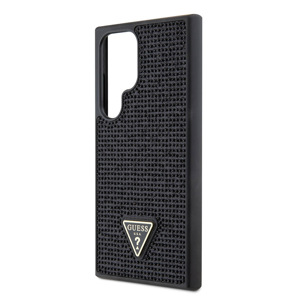 Galaxy S24 Ultra Kılıf Guess Orijinal Lisanslı Taşlı Arka Yüzey Üçgen Logolu Kılıf