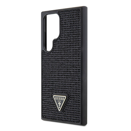 Galaxy S24 Ultra Kılıf Guess Orijinal Lisanslı Taşlı Arka Yüzey Üçgen Logolu Kılıf