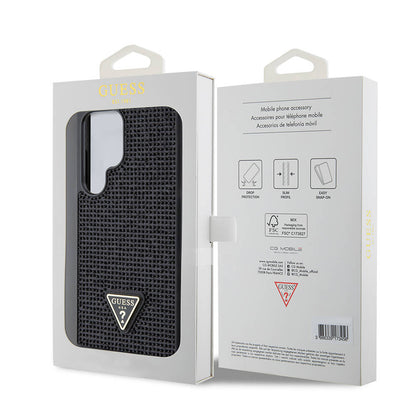 Galaxy S24 Ultra Kılıf Guess Orijinal Lisanslı Taşlı Arka Yüzey Üçgen Logolu Kılıf