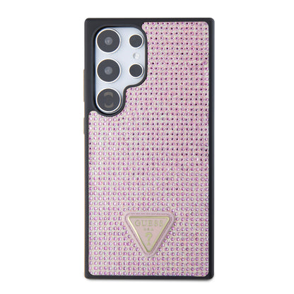 Galaxy S24 Ultra Kılıf Guess Orijinal Lisanslı Taşlı Arka Yüzey Üçgen Logolu Kılıf