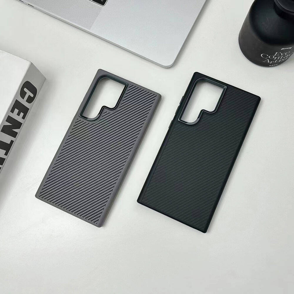 Galaxy S24 Ultra Kılıf M-safe Şarj Özellikli Karbon Fiber Görünümlü Zore Troy Kılıf