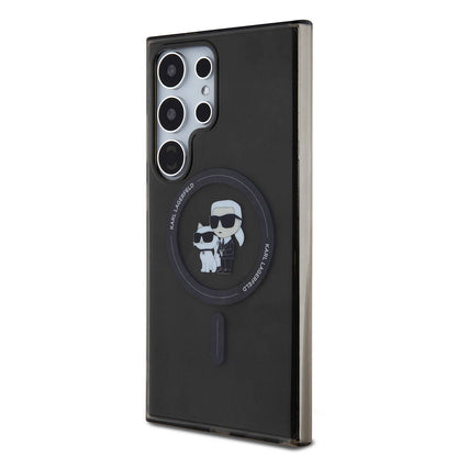 Galaxy S24 Ultra Kılıf Karl Lagerfeld Orijinal Lisanslı M-safe Şarj Özellikli Karl & Choupette IML Baskılı Kılıf