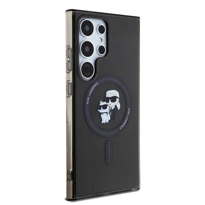 Galaxy S24 Ultra Kılıf Karl Lagerfeld Orijinal Lisanslı M-safe Şarj Özellikli Karl & Choupette IML Baskılı Kılıf