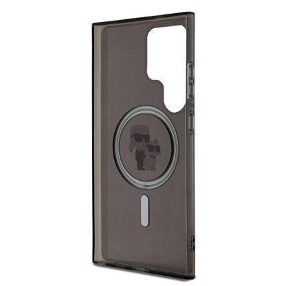 Galaxy S24 Ultra Kılıf Karl Lagerfeld Orijinal Lisanslı M-safe Şarj Özellikli Karl & Choupette IML Baskılı Kılıf