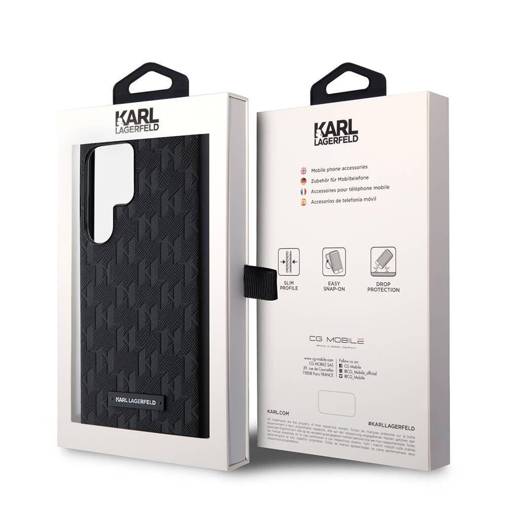 Galaxy S24 Ultra Kılıf Karl Lagerfeld Orijinal Lisanslı Saffiano Monogram Metal Logo Kılıf
