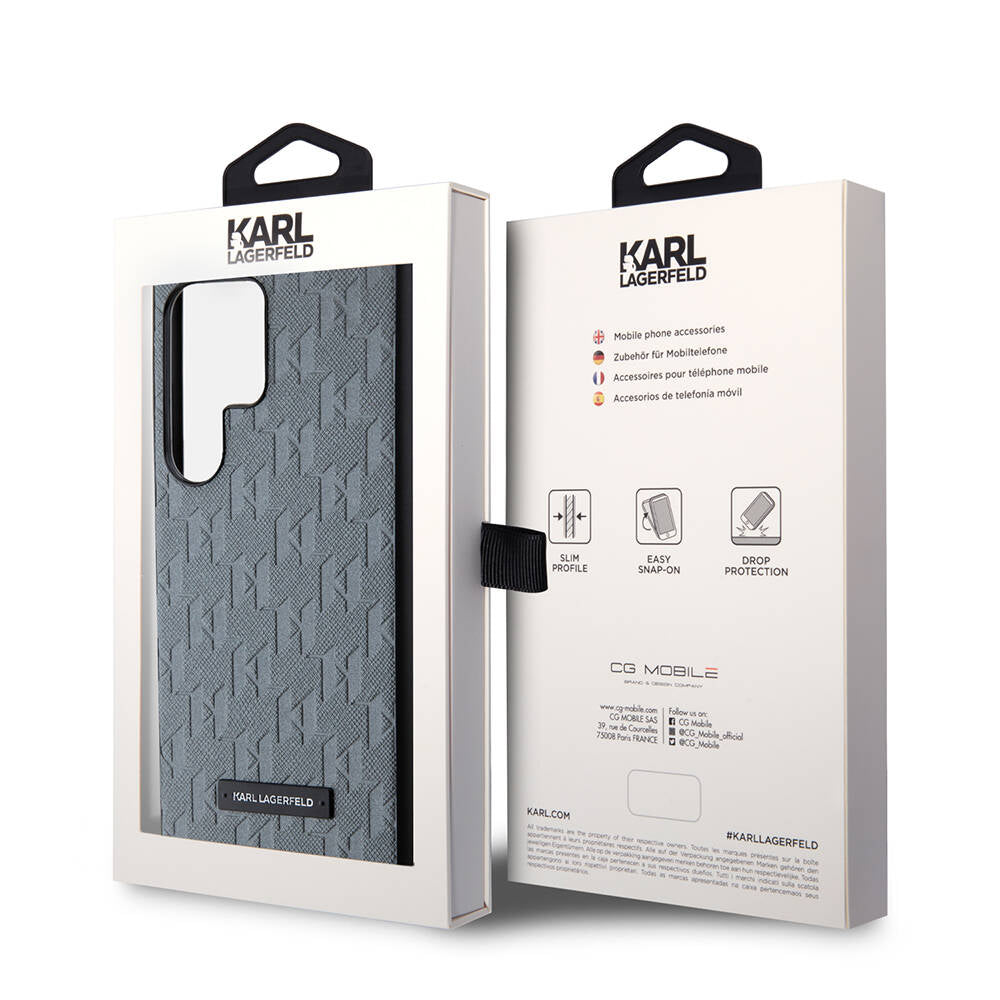 Galaxy S24 Ultra Kılıf Karl Lagerfeld Orijinal Lisanslı Saffiano Monogram Metal Logo Kılıf