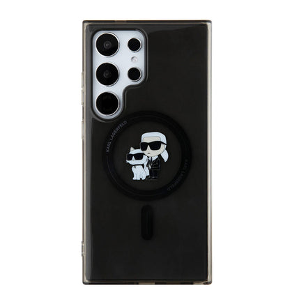 Galaxy S24 Ultra Kılıf Karl Lagerfeld orijinal Lisanslı M-safe Şarj Özellikli Karl & Choupette IML Baskılı Kılıf