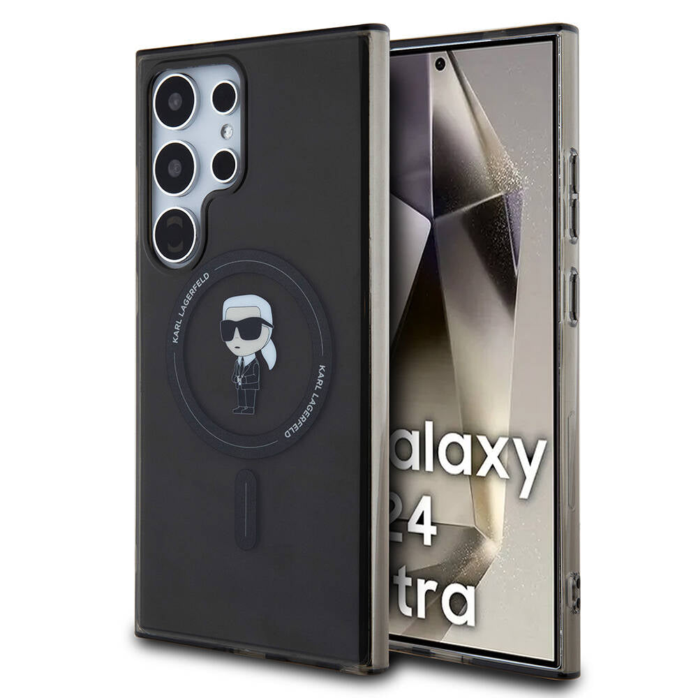 Galaxy S24 Ultra Kılıf Karl Lagerfeld orijinal Lisanslı M-safe Şarj Özellikli Karl Head IML Baskılı Kılıf